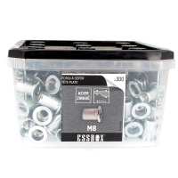ESSBOX de 650 Écrous Aveugles Crantés Tête Plate M5 Acier (8 Plots)