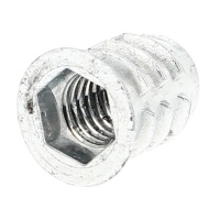 Insert Double Filet (Bois-Métrique) à Collerette Hexagonale Creuse Zamak Zingué