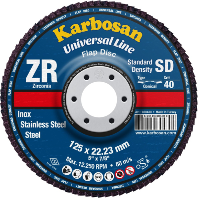 Disque à Lamelles Bombé D125 G40 Zirconium KARBOSAN 930430