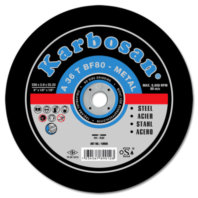 Disque à Tronçonner Déporté 115X3.0X22.2 A36T Acier KARBOSAN 910950